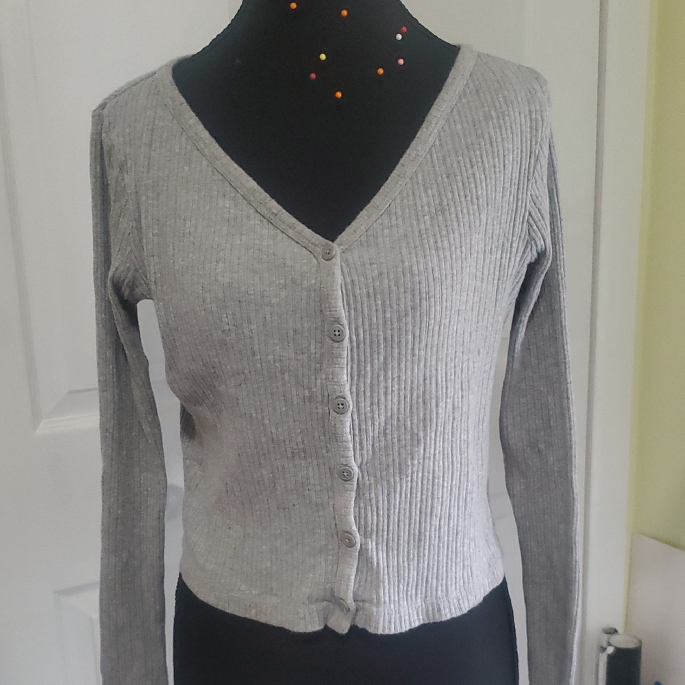 Universal Thread Gray Ribbed Cardigan
